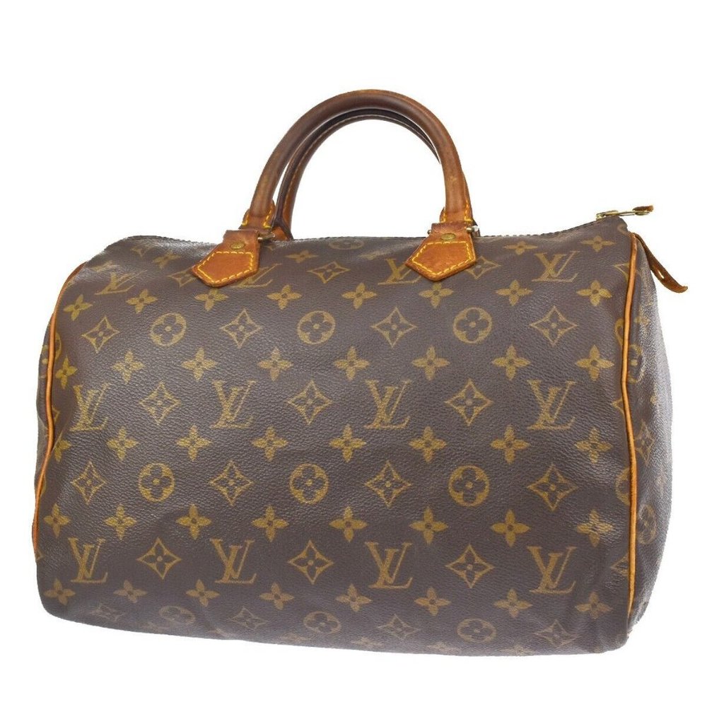 AUTHENTIC LOUIS VUITTON Speedy 30 Travel Hand Bag Monogram Leather Brown M